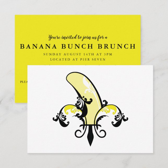 Convites banana fleur de lis (Frente/Verso)