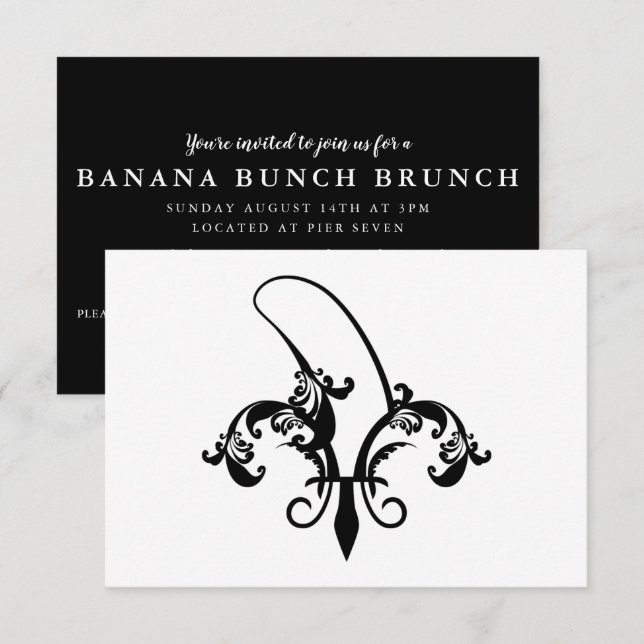 Convites banana fleur de lis (Frente/Verso)