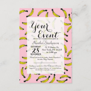 Convites Bananas pintadas à mão, pintadas à base de águ