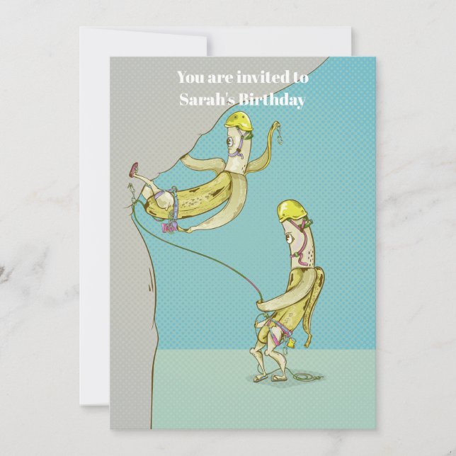 Convites Bananas rock escalando fruta engraçada (Frente)