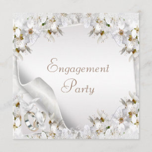 Convites Banda de lírios brancos, pombos e Noivados de cas