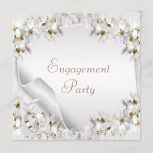 Convites Banda de lírios brancos, pombos e Noivados de casa