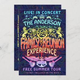 Convites Banda de Reunião Familiar com Neon do Contato Retr
