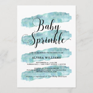 Convites Bandas Abstrato azuis   Watercolor Baby Sprinkle