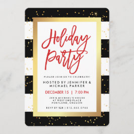 Convites Bandas brancas e pretas com Dourado | Festa de Fér