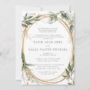 Convites Bandas Douradas Eucalipto Elegante Casamento Nikka