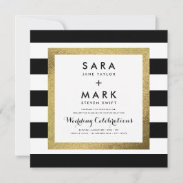 Convites Bandas Pretas e Brancas com Casamento de Folha Our