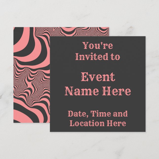 Convites Bandas-zebra rosa desbotadas (Frente/Verso)