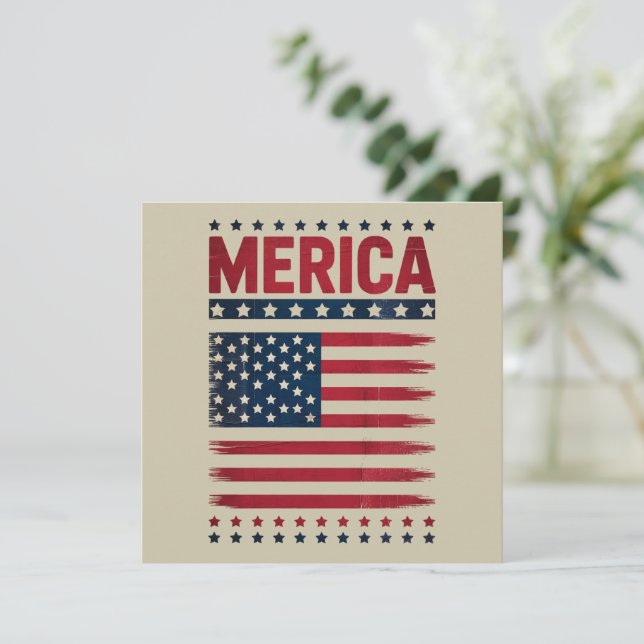 Convites Bandeira Americana 4 de Julho Merica (Em pé/Frente)