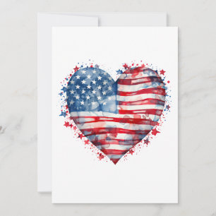 Convites Bandeira Americana Estrelas Listras Coração Patrió