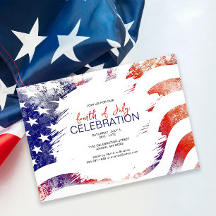 Convites Bandeira Americana Patriota Festa de 4 de Julho