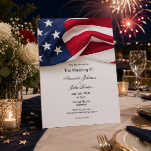 Convites Bandeira Americana Patriótica Casamento Militar El