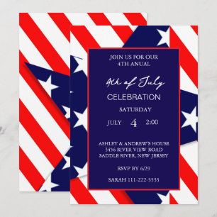 Convites Bandeira Americana Vermelha Branco e Azul Patrióti