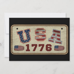 Convites Bandeira Americana Vintage EUA 1776