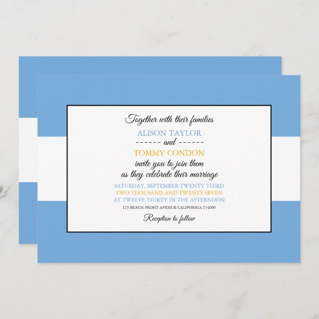 Convites Bandeira argentina, Bandeira do Casamento Argentin (Frente/Verso)