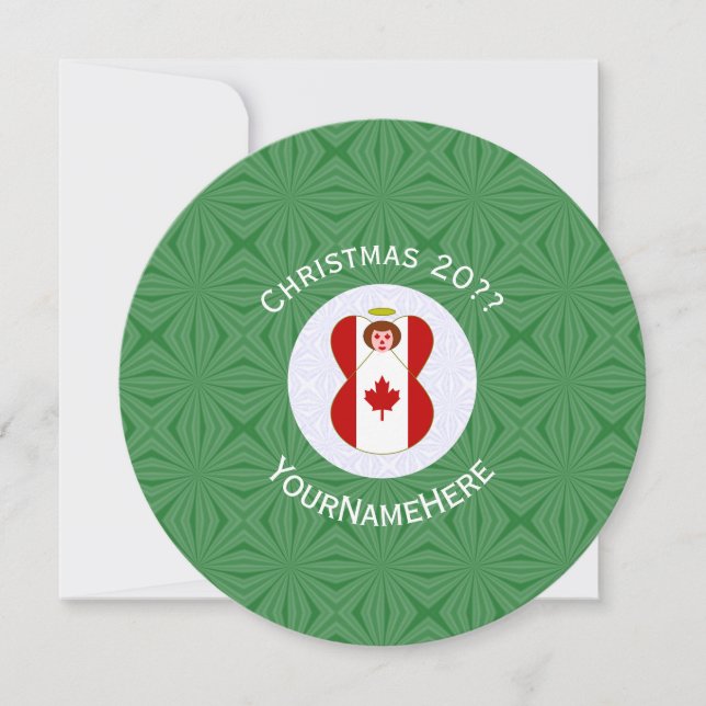 Convites Bandeira Canadense Anjo Natal Personalizado (Frente)