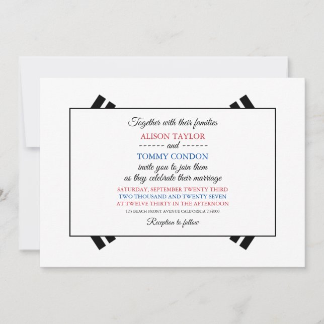 Convites Bandeira da Coreia do Sul, Bandeira do Casamento d (Frente)