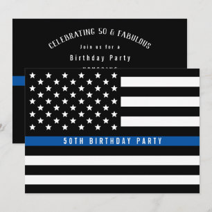 Convites Bandeira da Polícia Thin Blue Line na Festa de Ani