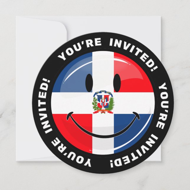 Convites Bandeira da República Dominicana Glossy Round (Frente)