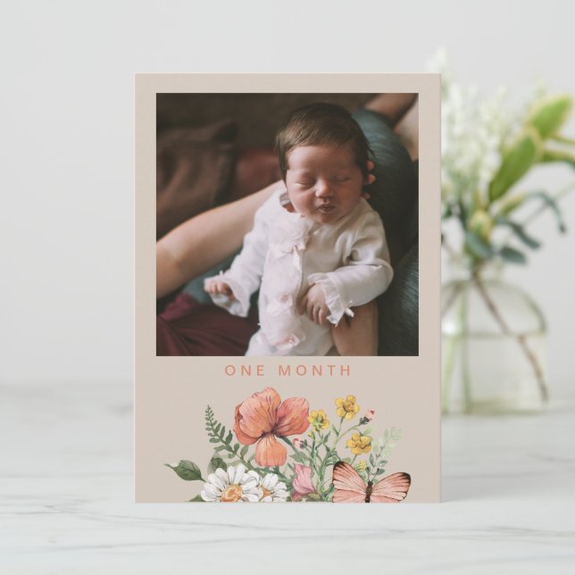 Convites Bandeira de 1º Ano de Flor Selvagem | Flor selvage (Em pé/Frente)