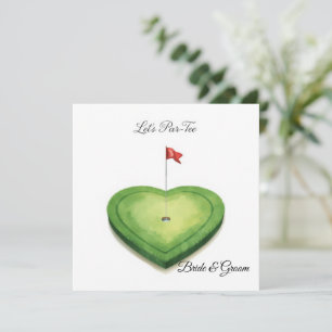 Convites Bandeira de golfe em forma de coração no green de 