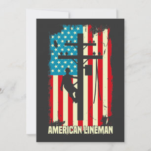 Convites Bandeira de Lineman Americano Cabo Elétrico Patrió
