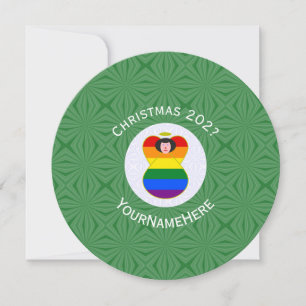 Convites Bandeira de Natal Anjo de Cabelo Preto Orgulho Gay