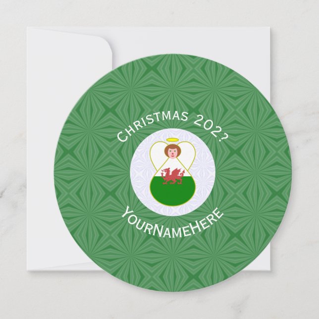 Convites Bandeira de Natal do Anjo Galês Personalizada  (Frente)