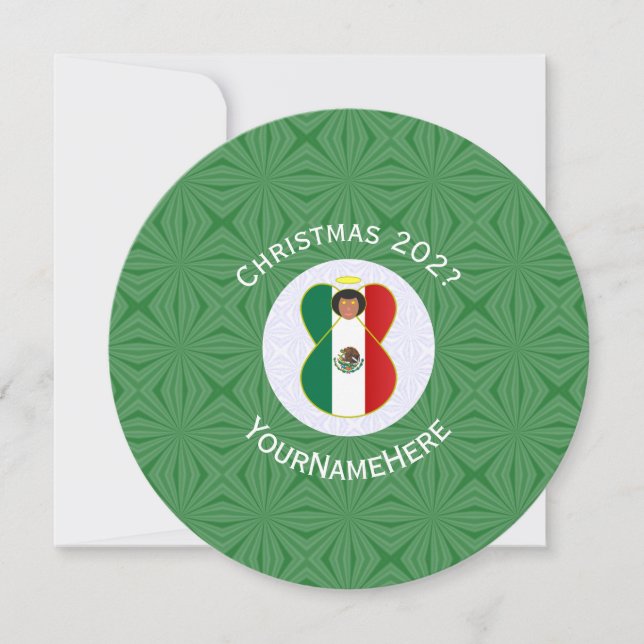 Convites Bandeira de Natal do Anjo Mexicano Personalizada  (Frente)