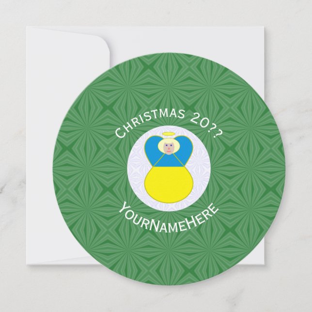Convites Bandeira de Natal do Anjo Ucraniano com Texto Pers (Frente)