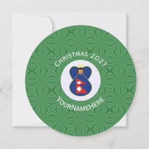 Convites Bandeira de Natal Personalizada Anjo Nepali