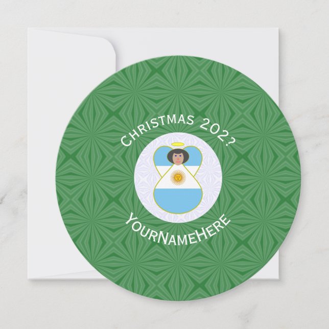 Convites Bandeira de Natal Personalizada do Anjo Argentino  (Frente)