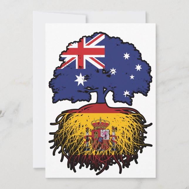 Convites Bandeira de Raízes da Árvore Australiana da espanh (Frente)