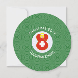 Convites Bandeira do Anjo Suíço Natal Personalizar Redondo