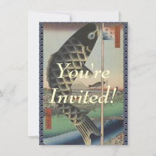 Convites Bandeira do Festival de Peixes Koi Hiroshige Japon