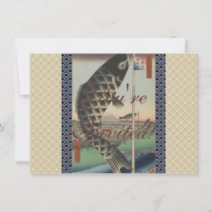 Convites Bandeira do Festival de Peixes Koi Hiroshige Japon