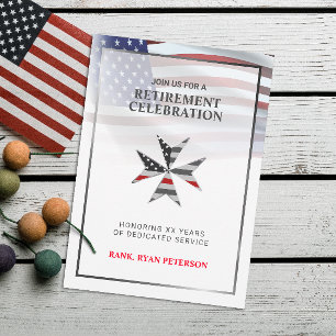 Convites Bandeira dos EUA   Cruz de Malta Thin Red Line   B