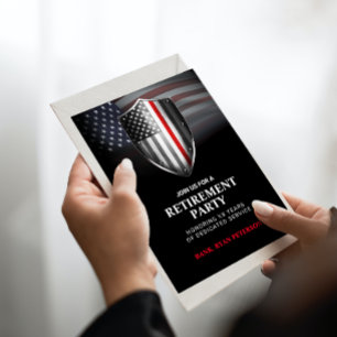 Convites Bandeira dos EUA   Escudo da Linha Vermelha Fina  