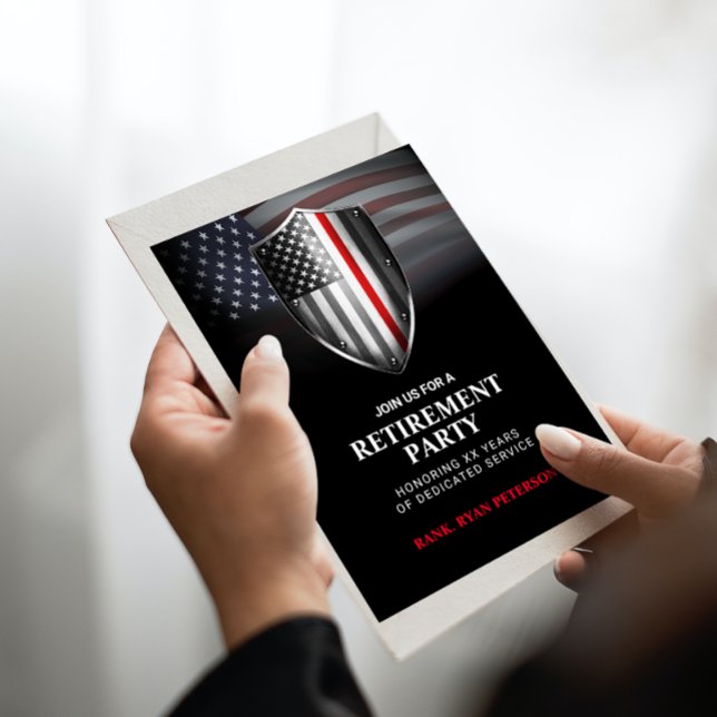 Convites Bandeira dos EUA | Escudo da Linha Vermelha Fina | (Criador carregado)