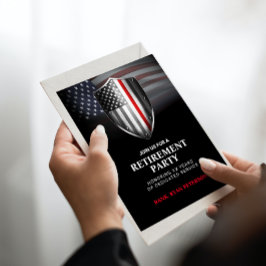 Convites Bandeira dos EUA | Escudo Thin Red Line | Preto