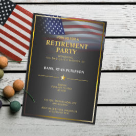 Convites Bandeira dos EUA | Transparente | Moldura Dourada