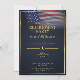 Convites Bandeira dos EUA | Transparente | Moldura Dourada