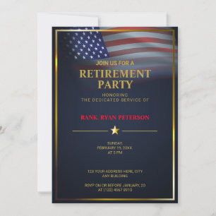 Convites Bandeira dos EUA   Transparente   Moldura Dourada 