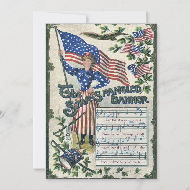 Convites Bandeira Estrelada da Senhora Liberdade Americana (Frente)