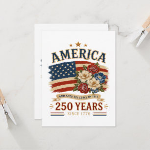Convites Bandeira Floral Patriótica América 250 Anos Desde