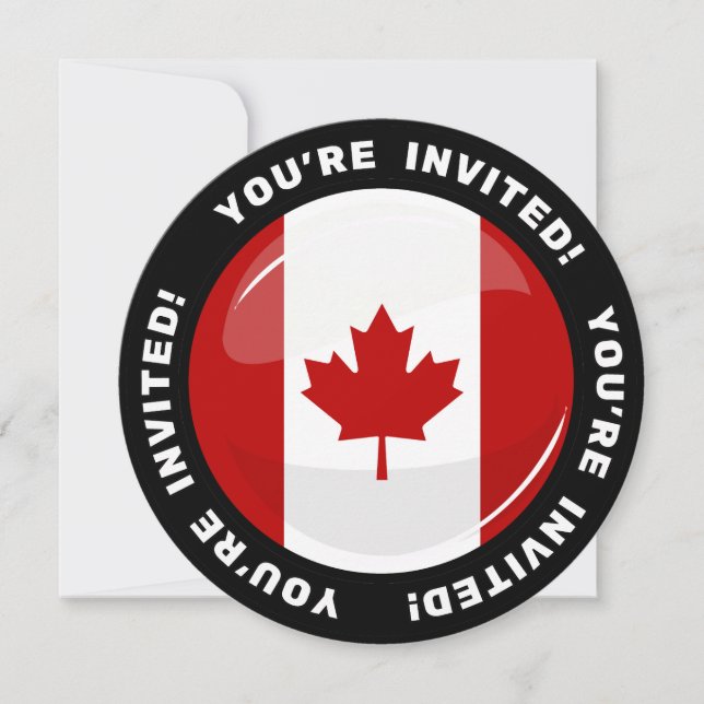 Convites Bandeira Glossy Round Canadense (Frente)