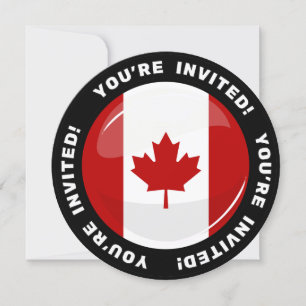 Convites Bandeira Glossy Round Canadense