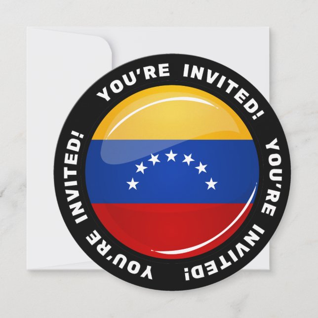 Convites Bandeira Glossy Round Venezuela (Frente)
