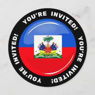 Convites Bandeira Haitiana redonda e brilhante