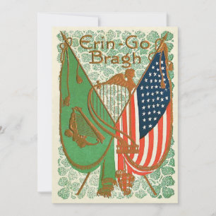 Convites Bandeira Irlandesa Americana Harpa de Erin Shamroc